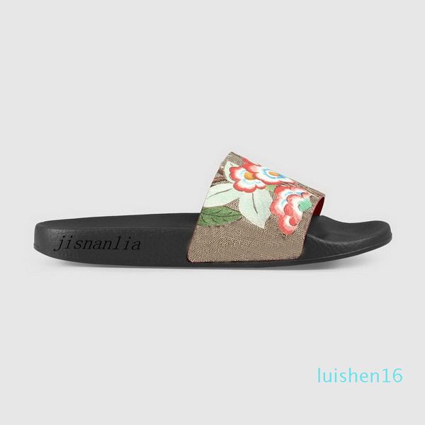 

fashion tian beach flats slip-on sandals with bird flower butterfly flower print l16, Black