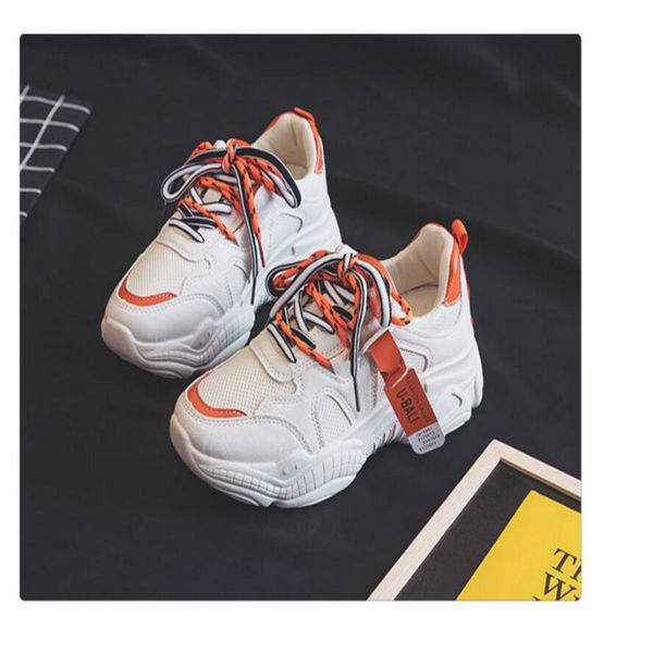 

старые туфли фуксии женская 2019 осенних дышащий прилив маленькие белых спортивные туфли чистые красное лето модель супер пожар дыма обуви и, Black