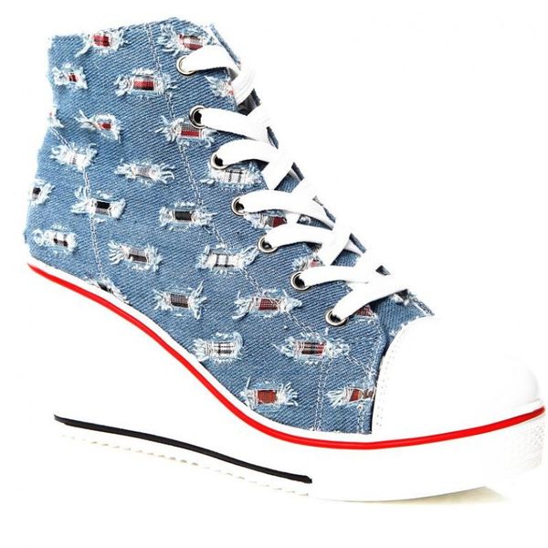 

35-43 new casual canvas shoes women platform 2019 high woman sneakers women casaul shoes fashion high heel wedge sneakers denim, Black