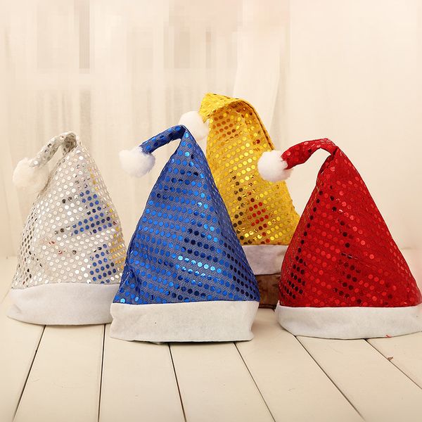 

christmas decoration hats sequins christmas men women cap dancing party decor red blue gold silver hat