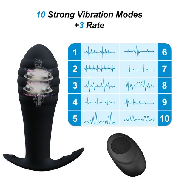 Maschio di vibrazione 10 modalità massaggiatore prostatico anale vibratore butt plug adulti giocattoli del sesso per i gay / donne telecomando Y200422