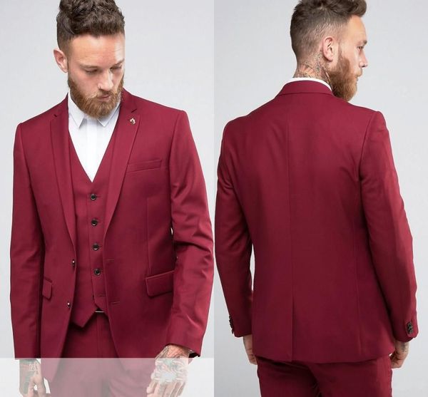 

new design red slim fit groom tuxedos notch lapel center vent groomsmen mens wedding dress excellent man suit(jacket+pants+vest+tie) 402, Black;gray