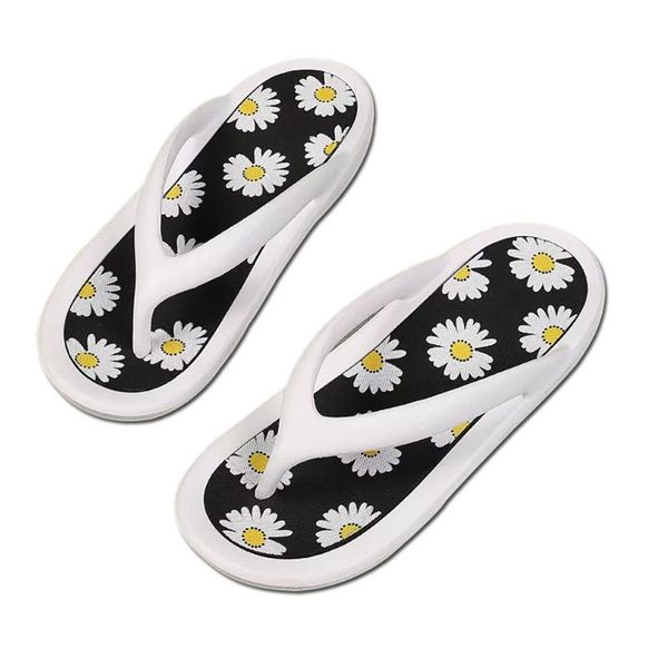 

summer outdoor&indoor female filp flops chrysanthemums vamp slides casual non-slip slippers for women, Black