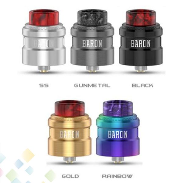 

Newest Baron RDA 24mm Multifunction Airflow System Atomizer with Dual Post Deck Resin Drip Tip Tank DHL Free