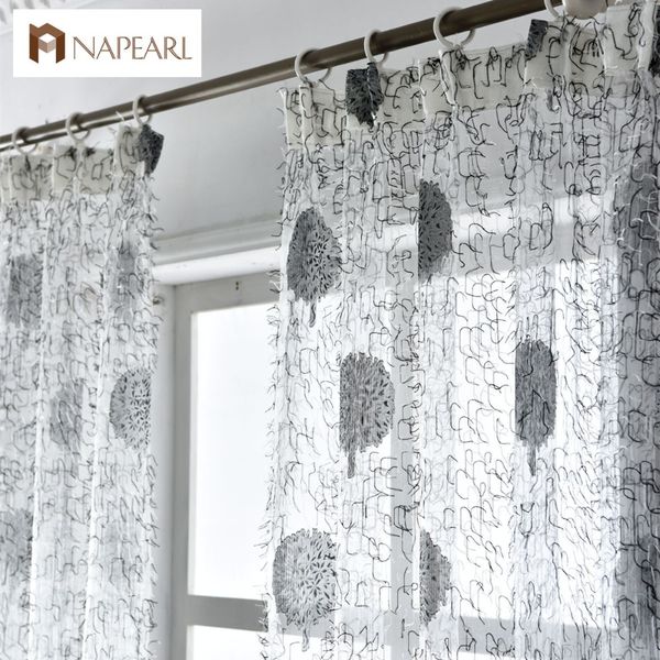 

napearl 1 piece floral tulle curtains window treatments white sheer fabrics brown jacquard rustic kitchen door curtains balcony