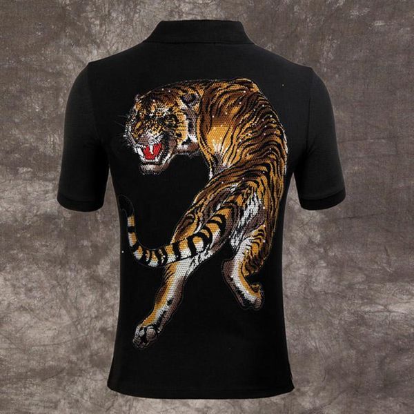

2019 tiger polo shirts men fashion designer brand clothing short sleeve calssic skull luxury t-shirt business casual tee m-3xl, White;black