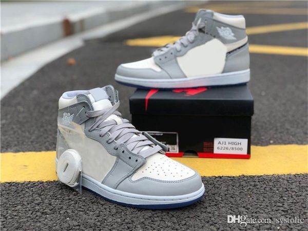 

2020 authentic 1 high og low basketball shoes man wolf grey sail pn dust white mens trainers sneakers sports with original box