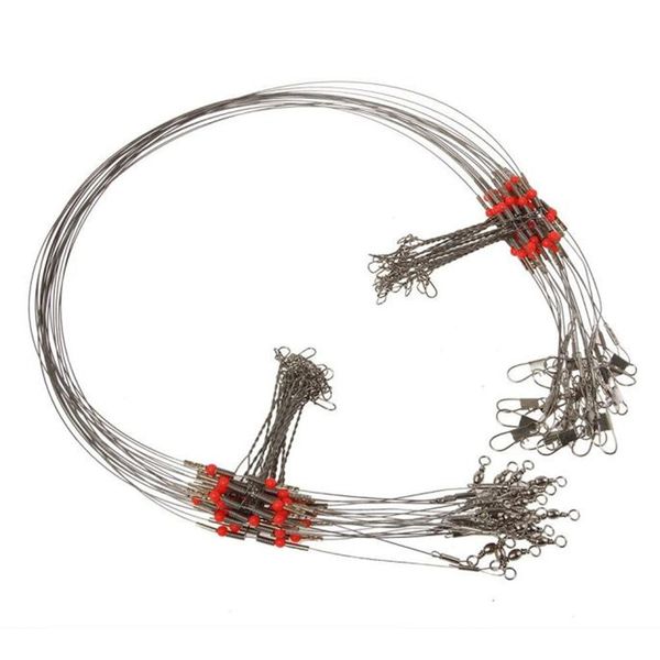 

10 pcs/lot fishing wire leader trace with snap arms stainless steel fishing line two arm tackle tool 6