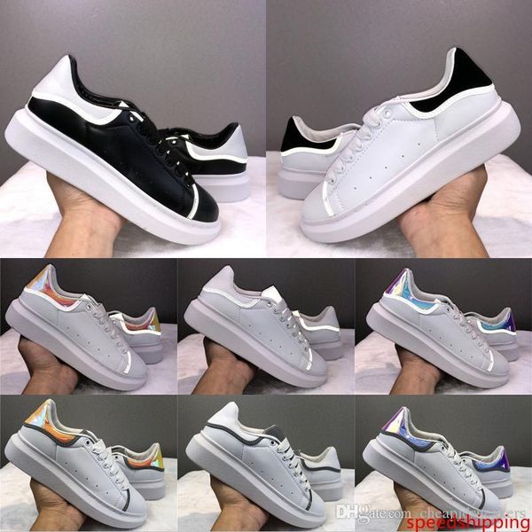 

designer luxury platform mens womens casual shoes 3m reflective back white gloden leather lace up ourdoor trainer fashion chaussures