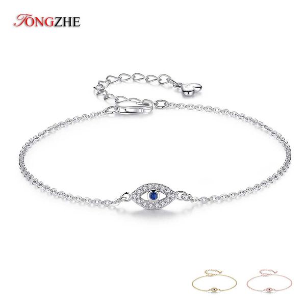 

tongzhe women's sterling silver bracelets 925 cz evil eye jewelry bracelet lucky turkey for a couple bracelets for women pulsera, Black