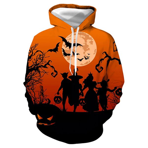 

mens casual scary halloween lover 3d print party long sleeve hoodie blouse orange 8.7, Black