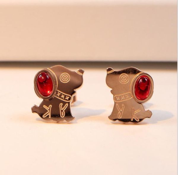 

rose gold earrings ruby earrings 18k titanium steel earrings, Golden;silver