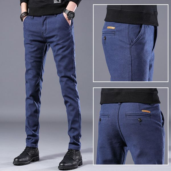 

2019 spring and autumn classic casual pants men fashion slim fit male trousers zipper mens business brand clothing, Black