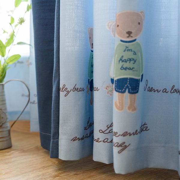 

blue bear cartoon print for children curtains for living dining room bedroom