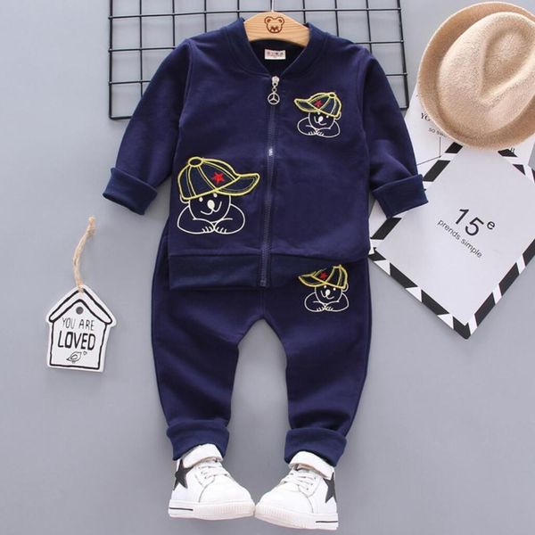 

baby boys clothing sets long sleeve 2020 new kids clothes handsome baby suit boy outfits jacket + pants 2pcs suit pure cotton, White