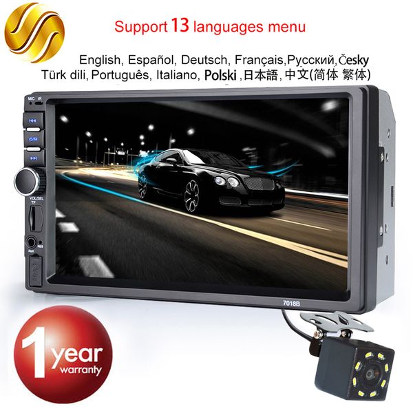 

hippcron car radio hd 7" touch screen stereo 2 din bluetooth fm iso power sd usb aux input mp5 player no or with camera