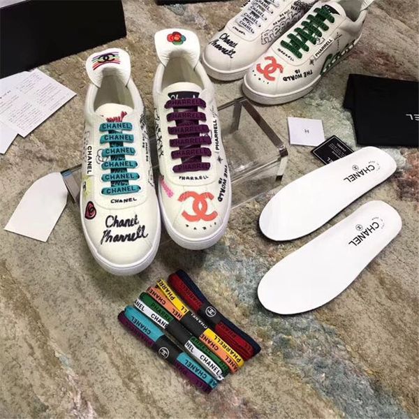 

2019 new arrival men women fa hion luxury platform hoe flat ca ual lady walking ca ual neaker men trainer hoe leather e10, Black