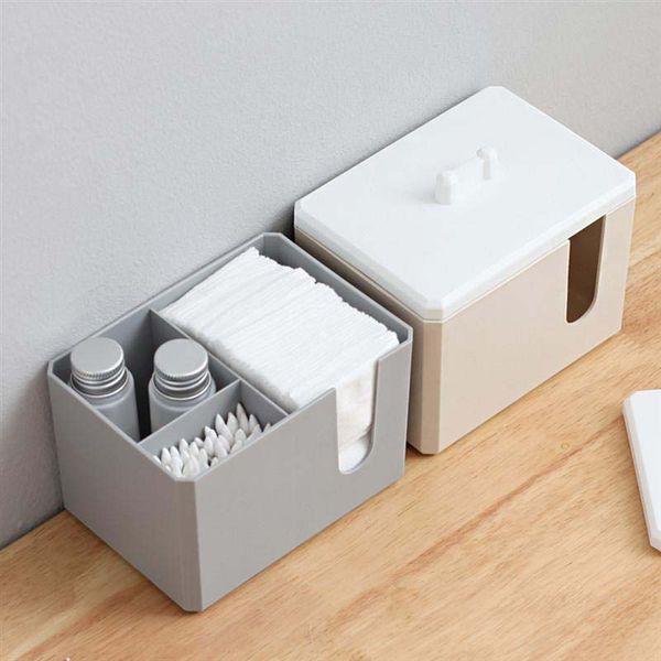 

women cotton pads holder sub-grid storage box cotton swab box multi-fuctional makeup container cosmetics organizer with lids 1pc