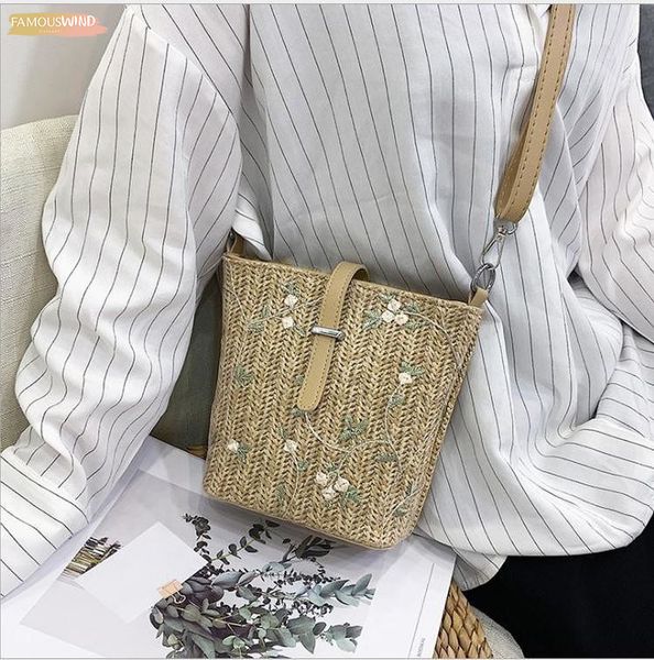 

2020 new fashion womens hasp straw pu handbag messenger bag crossbody bag floral lace adjustable strap bag