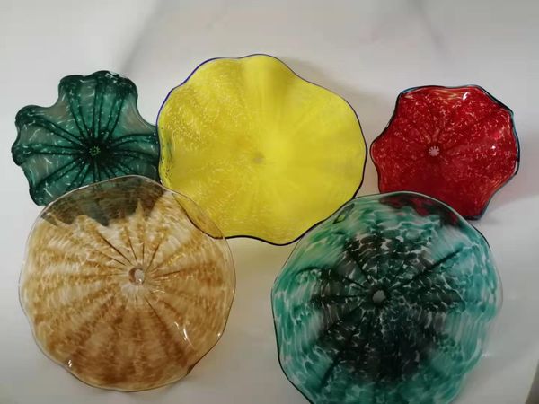 

100% blown glass hanging wall plates italian design murano flower glass plates wall art home l decorative glass wall plates