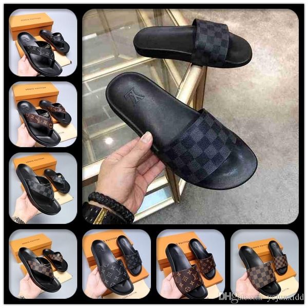 

luxuries rubber slide sandal floral brocade men slipper gear bottoms flip flops women striped beach causal slipper with box us6-11, Black