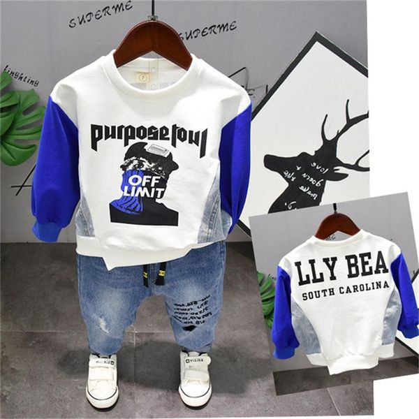 

детская одежда марка мальчиков одежда установить весна осень малышей мальчиков одежда наборы с капюшоном + брюки 2pcs наборы 2-7years, White