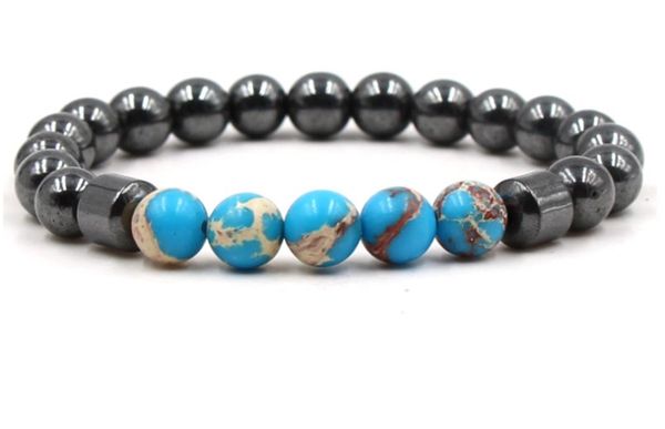 

8mm gh4d adjusted charm nature pulper emperor stone hematite bead bracelet women healing prayer reiki chakra buddha yoga, Black