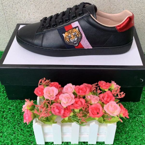 

new arrival fashion men women casual shoes luxury designer shoes genuine leather bee embroidered ace shoes withfor sale 35-47, Black