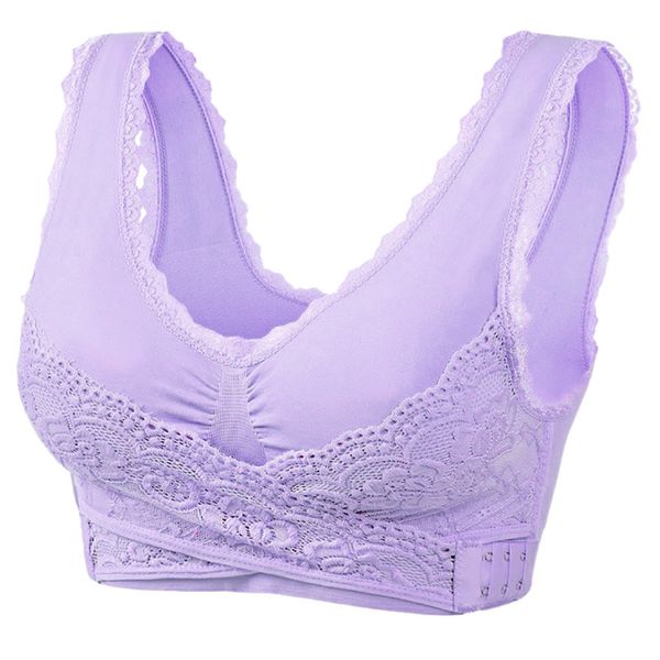 

lace vest wireless sport bra nursing pregnancy clothes women lady front cross adjustable side buckle l422, White
