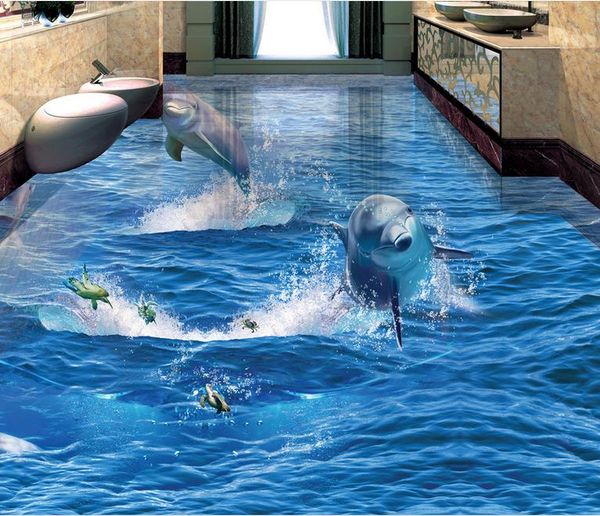 

пвх самонаклеивающиеся водонепроницаемые mural обои современные простые дельфины выскочить из океана обоев ванной кухня 3 d home decor
