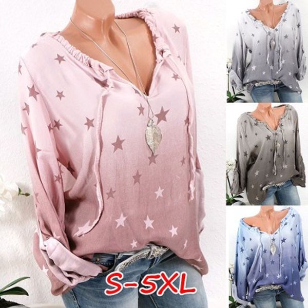 

star print shirts 2018 womens long sleev pullovers blouses casual blusas body shirt women shirts cotton formal blouse clothing, White