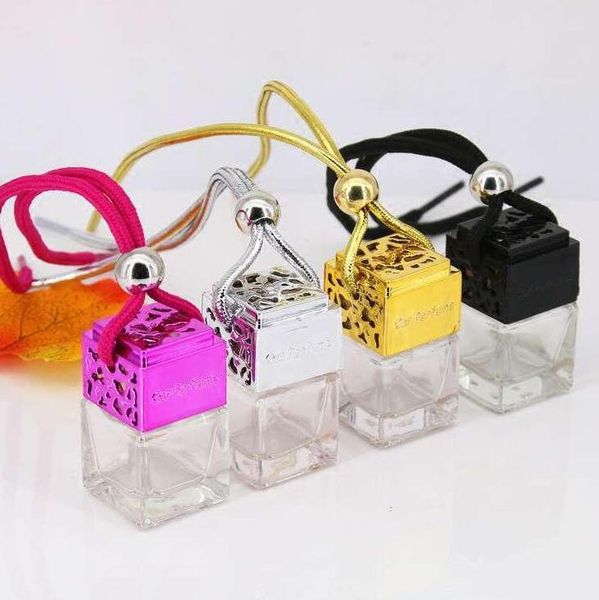 

4colors car hanging perfume cube perfume bottle air freshener essential oils diffusers fragrance empty glass bottle gga3379-2