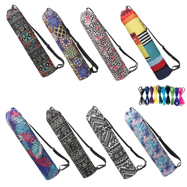 

yoga mat bag storage carrier durable canvas backpack multi-color durable tool strap drawstring pilates mat bag 20*30*2cm