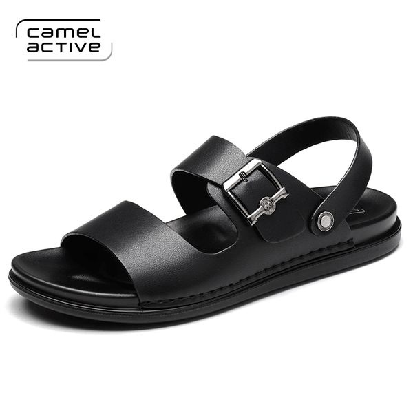 

camel active pu leather quality beach casual men sandals for male shoes walking summer comfortable sandals new arrival, Black