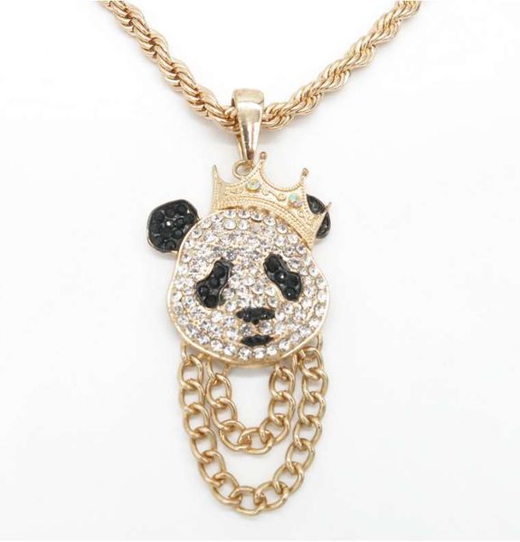 

panda pendant necklace men miami cuban necklace full cz designer jewelry handmade cz bangles link for male link chain new fashio, Silver