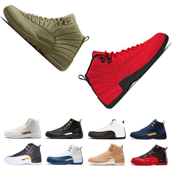 

fashion new 12s black white milan man basketball shoes for men french blue flu game cny sneakers gym red taxi men sports shoe
