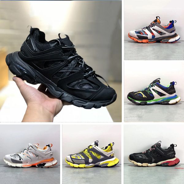 

paris triple s track 3.0 orange yellow men women running shoes platform sports sneakers tess s. gomma trek mens trainers