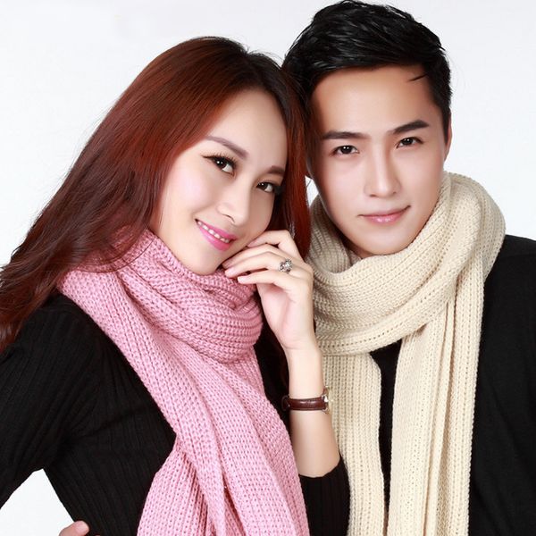 

new fashion knitted autumn winter korean warm elegant long scarf vintage flash couple scarf temperament thick solid wild shawl, Blue;gray