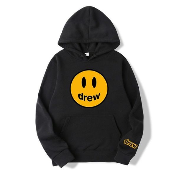 

drew face printed hoodies cozy pullovers hooded sweatshirts, Black