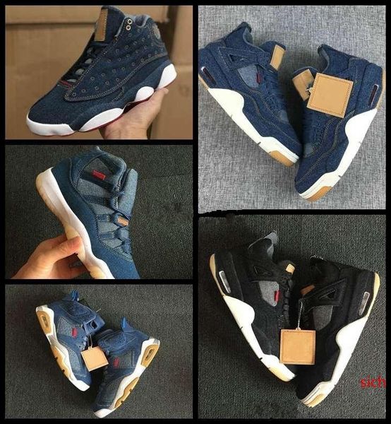 

2019 new 4 6 11 13 denim ls travis men basketball shoes mens blue jeans 4s 11s 13s sneakers designer jumpman trainers sports chaussures