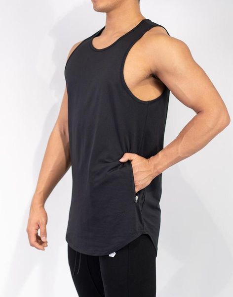

solid bodybuilding tank men gym fitness workout cotton sleeveless shirt clothing male summer casual stringer singlet vest, White;black