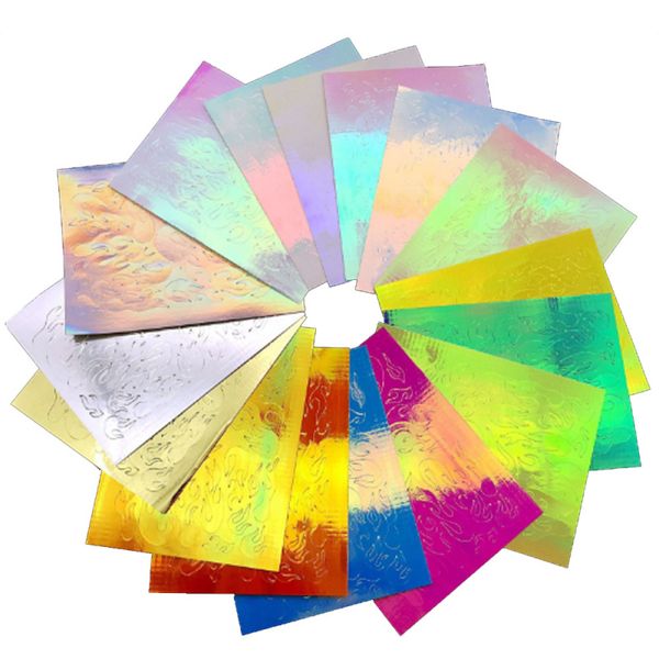 

new 16pcs holographic fire flame hollow stickers colorful laser fires sticker manicure stickers diy nail art decoration, Black