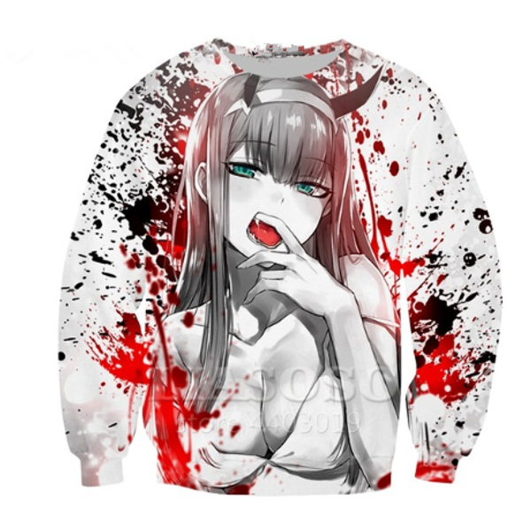 

новый классический аниме дорогая в franxx толстовка мужчины / женщины унисекс 3d печатных толстовка мода повседневная crewneck пуловеры топы, Black