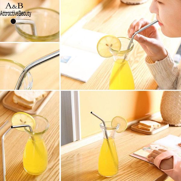 

4шт многоразовые творческие нержавеющей стали питьевой серебряные соломинки для напитка кофе