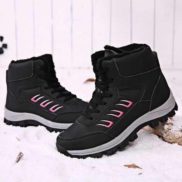 

women winter high-cotton boots outdoor sport casual boots outdoor waterproof anti-slip super warm big size, Black