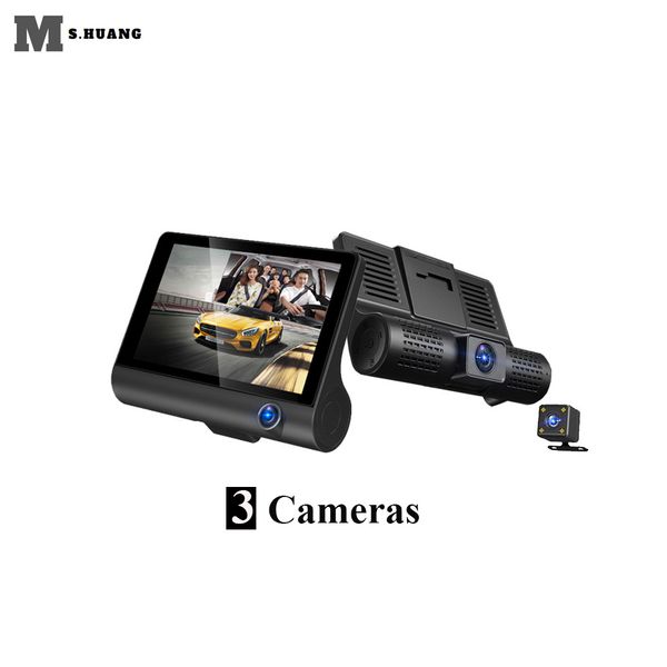 

4 inch hd 1080p dual lens rearview car dvr camera video recorder dash cam g-sensor