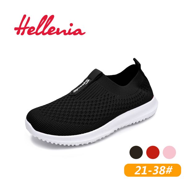 

helleniagirls kids shoes kid girls children breathable air mesh casual flats light walking summer girl shoes children slip on y190525, Black;red