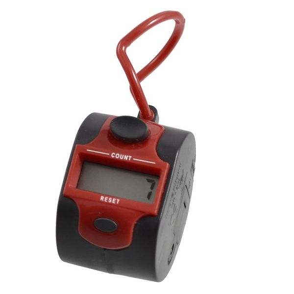 

round red black plastic 5 number golf digital hand tally clicker counter