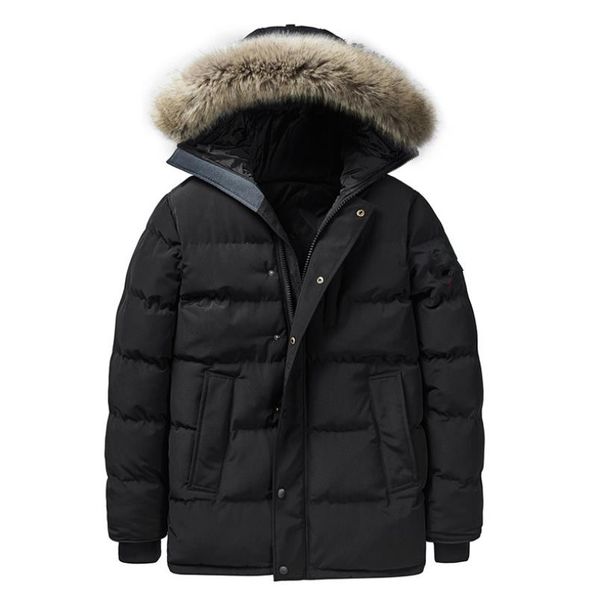 

плюс размер толстой ветровки ветровка мужской дизайнерских пальто с капюшоном теплых карманов марка канада вниз parka, Black