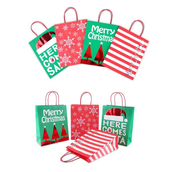 

12pcs christmas gift paper bags new year portable biscuits gift goodies holders bags containers for xmas home bakery paper-bags